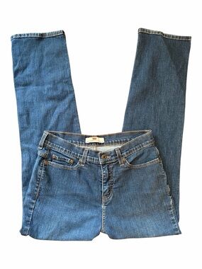 Levi’s Perfectly Slimming 512 Straight Leg Jeans Dark Wash Blue Denim Classic